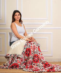 Premium 100% edredón de lana Reversible impreso algodón suave manta Sherpa espalda ecológica rojo Floral diseño acogedor elegante - Product Image 1