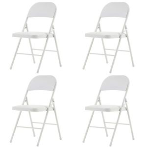 Elegantes Sillas Plegables de Hierro y PVC, Blancas, 4 Piezas, Muebles para Conveniones, Exposiciones y Hoteles - Product Image 2