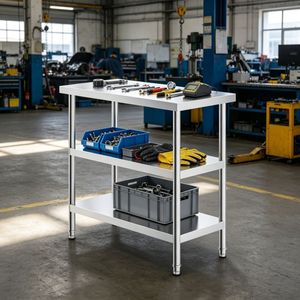 Tavolo da Lavoro in Acciaio per Cucina Commerciale con Ripiani Regolabili - Product Image 6
