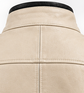 Gilet moto en cuir pour homme, col montant, fermeture éclair, color-block - Product Image 5