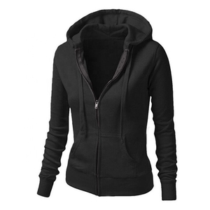 Sudadera con capucha y cremallera para mujer, diseño moderno, color gris sólido, manga larga, tejido de algodón transpirable, algodón puro. - Product Image 2