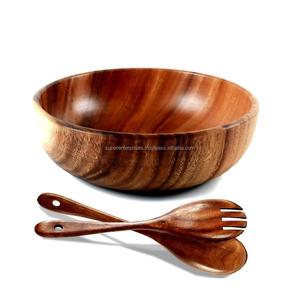 Exclusivo Tazón de Madera Artesanal para Servir con Bordes Suaves e Interior Profundo, Ideal para Ensaladas, Pasta y Frutas - Product Image 1
