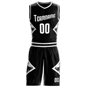 Maillot de basketball personnalisé en gros noir et blanc, sublimation, 160 GSM, maille polyester, unisexe, vêtements de sport pour adultes - Product Image 2