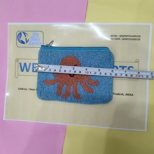 Monedero de Pulpo con Cuentas Hecho a Mano, Bolsa con Cremallera, Patrón de Animal Marino Azul, Mini Cartera para Mujer, Bolsa Pequeña con Bordado de Cuentas Artesanal - Product Image 5