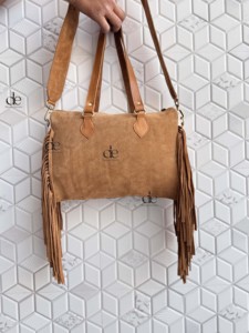 New Stylish Pattern Western Cowhide Leather Hand Tooled Carving Leather Fringe Tote <b>Bag</b> Stylish Purse Leather <b>Bags</b> for Women's - Product Image 3