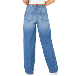 Adult Ladies Denim Pencil Pants Button And Zipper Cluster <b>Elastic</b> Waist Cotton <b>Jeans</b> Women's Denim Pants Wit OEM Service - Product Image 2