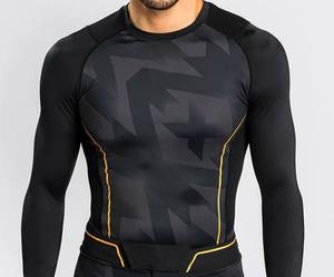 Haut de sport pour homme à manches longues, anti-UV, imprimé intégral motif géométrique, séchage rapide, en Spandex et Polyester - Product Image 2