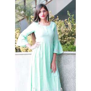 Ensemble de costume pour femme en crêpe de rayonne bleu magnifique avec manches cloche, taille XS - Product Image 4