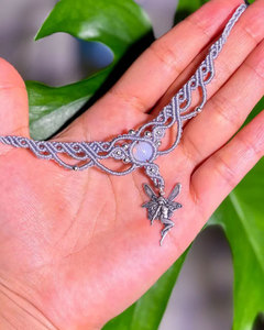 Handmade Macrame Moonstone <b>Bracelet</b> Fairy Charm Bohemian Adjustable Cord Natural Moonstone Jewelry for Women - Product Image 1