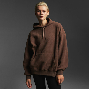 OEM Custom Front Pocket Customize 100% Cotton Sherpa Teddy Fleece Digital Printed Pullover Oversized Hoodie Men's Fleece Hoodie - Product Image 1