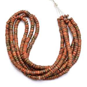 ลูกปัดอูนาไคต์ AAA+ ขนาด 5 มม. รูปทรงเฮชิ รอนเดลล์ เรียบเนียน ลูกปัดอูนาไคต์ธรรมชาติ พลอยกึ่งมีค่า รูปทรงล้อ สำหรับทำเครื่องประดับ - Product Image 3