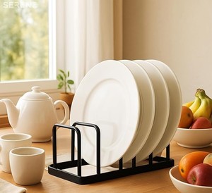 Plate stand for <b>kitchen</b> cabinet - 5 Compartments, Pack of 1, Iron Plate Stand Durable <b>Kitchen</b> Organizer for Plate, Thalis | - Product Image 6