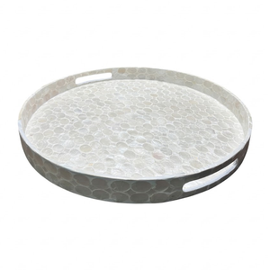 High-End Seashell Tray With <b>Small</b> Polished Pearl Dots Versatile <b>Round</b> Serving Tray Decorative Plate Wholesale - Product Image 2
