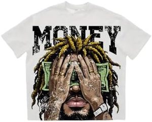 Camiseta de algodón blanca de manga corta con cuello redondo para hombre Joy Seeing Money, corte regular, transpirable, ecológica, estilo urbano. - Product Image 2