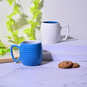Luxurious Hand Painted Blue & White Dot Pattern Ceramic Cup <b>Set</b> <b>Microwave</b> Safe Stoneware Mugs Tray Saucers PC Stoneware <b>Set</b> 6 - Product Image 2