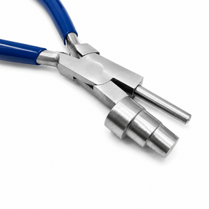 Pince professionnelle en acier inoxydable pour la fabrication de fermoirs, manche bleu, outil multi-barils pour bijoux, pour la création de boucles de fil DIY - Product Image 3