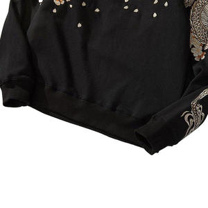 Custom <b>Embroidery</b> Hoodie Oversized Asian Streetwear Pullover <b>Sweatshirt</b> <b>Embroidery</b> Hoodie Custom Black - Product Image 3