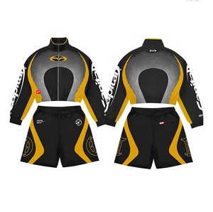 Custom Nylon Summer Short Men's Tracksuit Digital Print logo Jacket <b>Waterproof</b> Short 2 Piece <b>Set</b> Patchwork Lightweight SweatSuit - Product Image 1