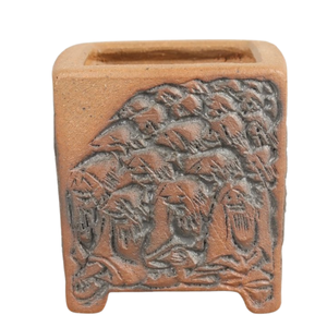 Pot à bonsaï en porcelaine Okaya Zeshin pour usage en jardin, design 'Zeshin Cinquante Ans Cent Moineaux' - Product Image 3