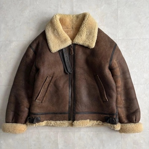 Custom Men's Genuine <b>Sheepskin</b> Shearling Winter Leather <b>Jacket</b> with Sherpa Fur Lining Windproof & Cozy Digital Printed Design - Product Image 1