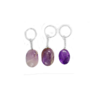 Porte-clés en cristal de haute qualité, améthyste ovale, pierre naturelle, cadeau pour femmes, grossiste en porte-clés - Product Image 3