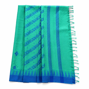 Écharpe en soie de qualité supérieure, tissée décorative avec franges à pompons, pour cadeau de mode et occasions spéciales - Product Image 1