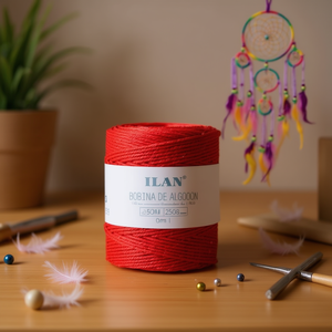 Cordón de Algodón Ilan, 2mm, Rojo, 250g, para Hacer Atrapasueños - Product Image 2