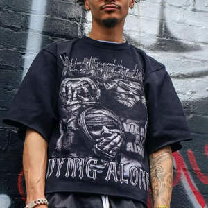 T-shirt Homme Personnalisé Oversize en Coton Peigné 100% de Haute Qualité, Lavage Acide, Impression DTG, Style Streetwear, Grammage Lourd, Effet Vieilli - Product Image 1