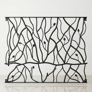 <b>Wall</b>-mounted wrought iron stair railing featuring a leaf pattern; rust-resistant, easy to assemble, and contemporary in style. - Product Image 1