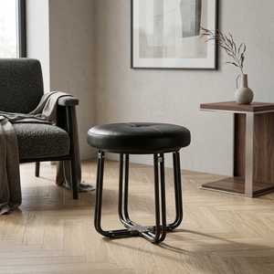 Tabouret moderne portable et léger en acier inoxydable, revêtement en similicuir, chaise d'appoint minimaliste pour chambre à coucher, durable et fait main - Product Image 2