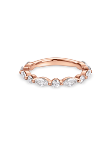 แหวนแต่งงานทรงมาร์คีส์และทรงกลมประดับเพชรแล็บโกรว์แบบครึ่งวง  ทำจากทองคำขาว 18K ทองคำเหลือง 18K ทองคำโรสโกลด์ 18K และแพลตตินัม - Product Image 3