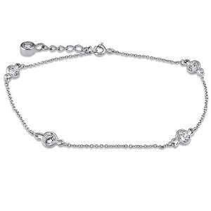 Classic Style Modern 925 Sterling Silver Diamond Station Anklet <b>Bracelet</b> Jewellery for Women and <b>Girls</b> Wear on Special Occasion - Product Image 2
