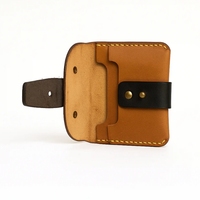 Harga Pabrik Logo Kustom Dompet Pria Minimalis Premium Kulit Asli Tipis Pendek Tahan Lama Multi-Fungsi