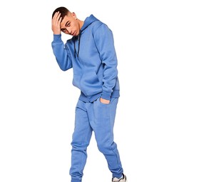 Survêtement bleu à capuche pour homme, coupe longue, couleur unie, décontracté, 100 % coton respirant, coupe classique, style automne - Product Image 3