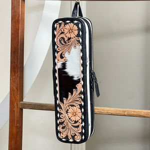 Étui de voyage personnalisé en cuir véritable pour fer à friser et lisseur, avec motif western, sac de rangement protecteur - Product Image 2