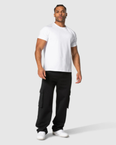 T-shirt pour homme coupe classique col rond - Coton extensible et élasthanne respirant anti-boulochage style urbain 220g - Product Image 3