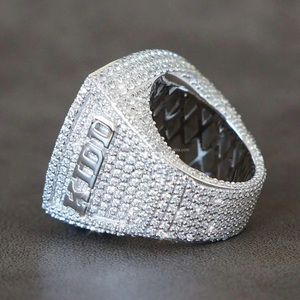 Custom Moissanite Hip Hop Cluster <b>Ring</b> with Rhodium Plating Prong Setting-Personalized <b>Name</b>/Logo Men's Anniversary Birthday Gift - Product Image 3