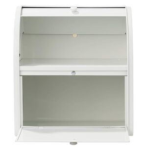 <b>White</b> Metal Flip Top <b>Lid</b> Kitchen Food Storage Cabinet <b>with</b> Lock Dustproof Modern Container - Product Image 5