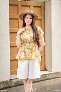 กางเกงขาสั้นทรงหลวมสำหรับผู้หญิง EVAN เวียดนาม VIVI KA ผ้ากันยับ สีพื้น ผ้าสแปนเด็กซ์/โพลีเอสเตอร์ สไตล์ลำลอง - Product Image 5