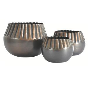 Ensemble de 3 pots à fleurs en métal modernes, jardinières décoratives en fer, finition brillante, supports pour plantes d'intérieur et d'extérieur pour la maison, le jardin, le balcon - Product Image 4