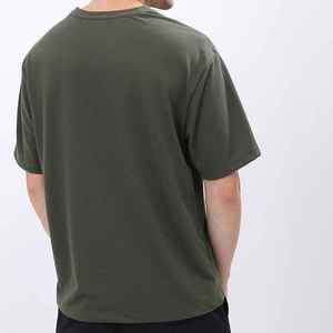 Men's O-Neck Short Sleeve Olive Green 100% Cotton Jersey <b>Patchwork</b> Eco-friendly Breathable Casual Knitted T-<b>Shirt</b> Regular Fit - Product Image 3