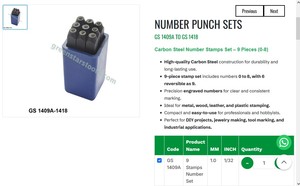 Carbon Steel Number Punch Stamp Set 0 To 8 Jewelry Marking <b>Tool</b> Metal Wood Leather Stamping Kit 9 Piece |Item No GS-1414 - Product Image 3