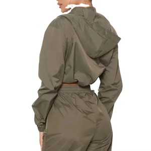 Customize 2025 style Windbreaker Lightweight for women Tracksuit best <b>Zip</b> <b>Up</b> Nylon <b>Cropped</b> Hoodie and Jogger Set for Women - Product Image 4