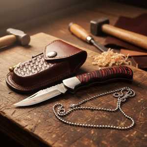 Couteau pliant à pointe droite en acier Damas cuivré forgé à la main, OEM ODM disponible, couteau de poche EDC de survie, vente en gros, faibles MOQ - Product Image 5