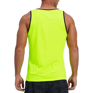 Men's <b>Neon</b> <b>Green</b> Solid Color Quick Dry Tank <b>Top</b> O-Neck Knitted Polyester Casual Sportswear - Product Image 3