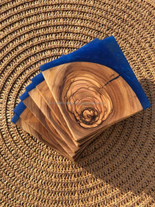 Sous-verre de luxe en bois massif et résine, durable, diamètre 100 mm, rond, pour hôtels, marque Live Edge Studio - Product Image 5