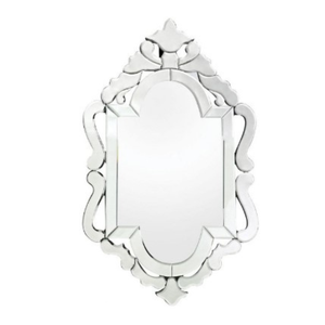 Elegant Venetian Baroque <b>Mirror</b> with Ornate Carved Frame & Oval Center | Antique <b>Silver</b> Designer Wall <b>Mirror</b> for Home Decor - Product Image 1