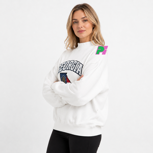 Sudadera de cuello alto Georgia para mujer, negra, con mapa del estado bordado, corte oversize, para otoño - Product Image 3