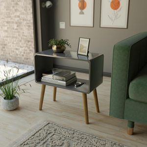 Retro Bookcase Nightstand, End <b>Table</b>, Bed <b>Side</b> <b>Table</b> for Small Spaces Magazine Stand with <b>Storage</b> Engineered Wood - Product Image 1