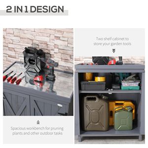 Armadio da Giardino Grigio per Esterni con Parte Superiore Zincata e Due Ripiani, Casetta Porta Attrezzi per Giardino o Accessori Piscina - Product Image 4